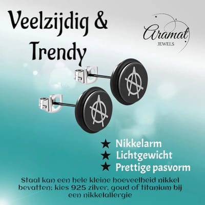 Aramat Jewels | Oorbellen | Stijlvolle Anarchie Teken Oorbellen - 8mm | | | | | | Kinderen, Volwassenen | Verkleurd niet
