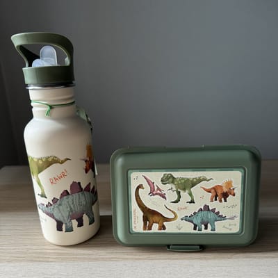Dino Friends lunchboxje met grote RVS drinkfles / drinkbeker - Die spiegelburg