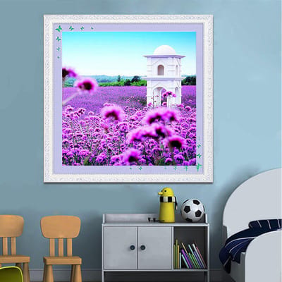 Diamantborduurwerk Volledige weergave Schilderachtige diamantborduurwerk Bloem DIY Diamantmozaïek Plant Home Decor 30x30CM purple