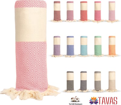 Tavas Hamamdoek Salmon pink Strandlaken %100 Katoen XL Saunalaken 100 x 180 cm Badhanddoek Groot Douchelaken Dames Hotel Handdoek Pestemal Fouta Pareo Yoga Deken Heren