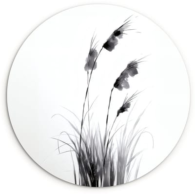 WallCircle® Wandcirkel 120x120 cm - Muurcirkel Minimalistisch - Stelen - Wit - Muurdecoratie woonkamer - Wanddecoratie slaapkamer - Kamer decoratie accessoires - Ronde schilderijen XXL