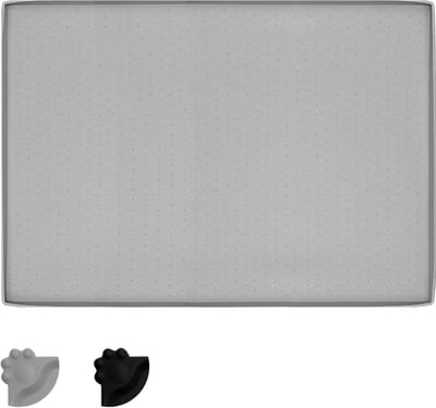 Famanu – Voermatten voor honden en katten van siliconen, antislip en waterdicht, 47 x 30 cm, met grijs stippenpatroon