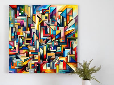 Abstract picasso schilderij | Abstracte weergave van creativiteit en expressie in Picassostijl gemengd | Kunst - 100x100 centimeter op Dibond | Foto op Dibond