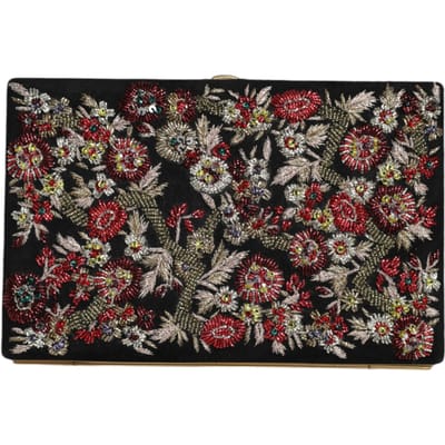 Multikleurige Bloemen Gouden Frame Clutch Avondtas