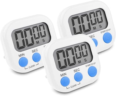 Timer - 3 Stuks Digitale Keukentimers - Stopwatch met Magnetische Houder - Luid Alarm en Groot LCD-Display - Ideaal voor Bakken, Studio en Fysieke Training - Wit