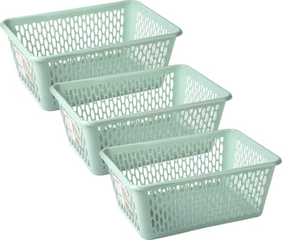 Plasticforte opbergmand/kastmandje - 3x - 6,5 liter - mintgroen - kunststof - 20 x 30 x 11 cm