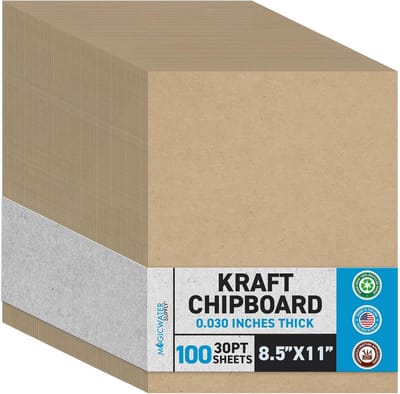 100 Spaanplaatplaten Kraftkarton 8,5 x 11 inch - Middelgewicht Bruin Karton voor Scrapbooking en Lijst Achterzijden