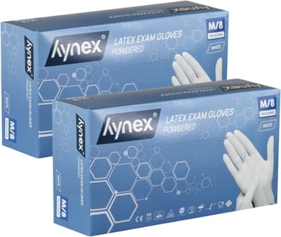 Hynex Latex Wegwerphandschoenen – Gepoederd – Wit – Maat S – 5 gram - Set van 2 (2x100 stuks) – Comfort & Bescherming
