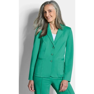 Jersey blazer met reverskraag - groen - Gr. 20 van Goldner Fashion