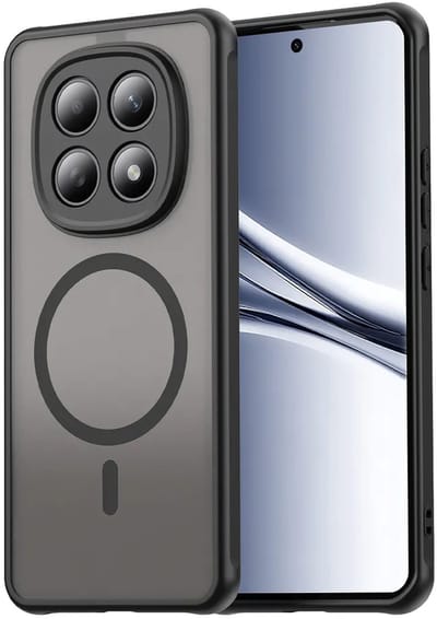 MobyDefend Hoesje - Geschikt voor Xiaomi Redmi Note 15 5G - Case Geschikt voor MagSafe - Mat Transparant Met Gekleurde Rand - Zwart
