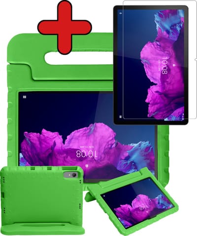 Hoesje - Geschikt voor Lenovo Tab P11 Plus - Met Screenprotector - Kinderhoes - Shockproof Bumper - Kidsproof Case - Tablethoes - Kinder Hoes Cover - Groen
