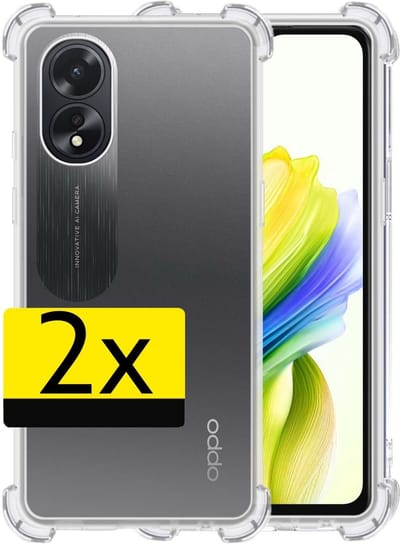 Hoesje - 2 Stuks - Geschikt voor OPPO A18 - Sterk & Shockproof - Siliconen Case - Back Cover - Telefoon Hoes Shock Proof - Telefoonhoesjes - Transparant