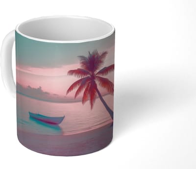 Mok - Koffiemok - Zee - Boot - Zonsondergang - Mokken - 350 ML - Beker - Koffiemokken - Theemok