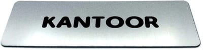Deurbordje RVS-Look met tekst kantoor - Ronde letter - Formaat 150 mm x 50 mm x 1,6 mm - Zelfklevend | Geborstelde RVS-look toplaag | Gratis Verzending | Decoporta