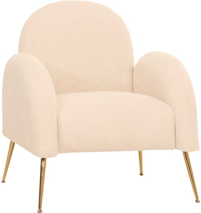 Loungestoel MCW-N69, cocktailstoel fauteuil, retro nosa ophanging stof/textiel chenille ~ crème-wit