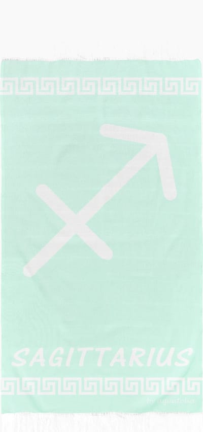 uit Turkije By Aquatolia Hamamdoek Sagitarius Zodiac - 100% Zacht Katoen - Strandlaken - Handdoek - Licht Groen - 100cm x 180cm - Originele hamamdoek uit Turkije