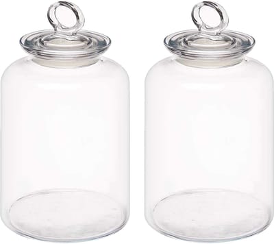 Pasabahce Snoeppot/voorraadpot Megan - 2x - 2600 ml - glas - met luchtdichte deksel - D14 x H25 cm