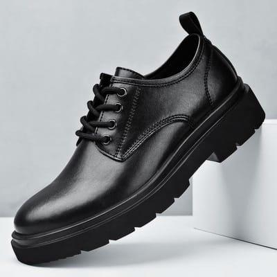 Heren Leren Schoenen Heren Nieuwe Chunky Platform Retro Werkschoenen Lente Herfst Derby Schoenen Highstreet Lage Top Heren Casual Flats 39 gray