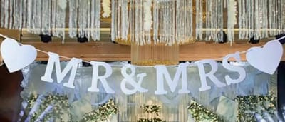 Akyol - Just married slinger- MR & MRS slinger- trouwen - trouwballon - trouwdag - versiering voor een trouwdag - Zilveren slinger- wedding - versiering
