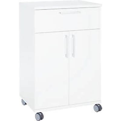 Verrijdbare cateringkast met draaideuren, B 650 x D 480 x H 1000 mm, wit