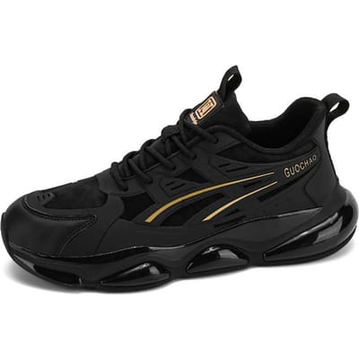 Heren lichtgevende lichtgewicht ademende casual sportschoenen zachte zool vier seizoenen comfortabele outdoor hardloopschoenen heren sneakers 38 black