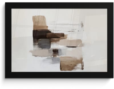Poster in lijst - Fotolijst 30x20 cm - Posters - Penseelstreken - Balans - Beige - Bruin - Posterlijst zwart - Decoratie - Wanddecoratie woonkamer - Muurdecoratie slaapkamer