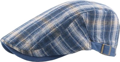 Flatcap blauw/wit geruit - Platte pet - Verstelbaar
