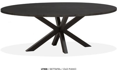 Maxfurn - Lynn - Ovale eettafel Lynn | Zeer krasvast | Kleur: Old Piano | Afm. 180x102cm