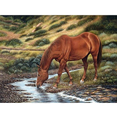 Diamant borduurwerk paard volledige boor diamant schilderij dieren foto's van strass kralen schilderij 20X30CM beige