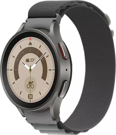 Strap-it Alpine nylon bandje - geschikt voor Samsung Galaxy Watch 4 (Classic) / Watch 5 (Pro) / Watch 6 (Classic) / Watch 7 40 & 44mm / Watch FE - donkergrijs