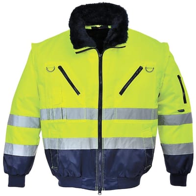 Pilotjack 3in1 Geel/blauw met reflectiestrepen Portwest PJ50.