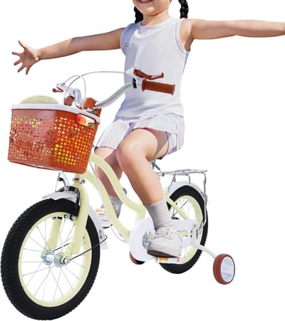 Kinderfiets Meisjes - Peuterfiets Loopfiets - Leren Fietsen - Verstelbaar Stuur Zadel - 100cm Lengte - Beige