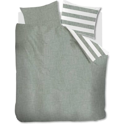 Riviera Maison Lindy Lines dekbedovertrek - Lits-Jumeaux - 240x200/220 - Grijsgroen