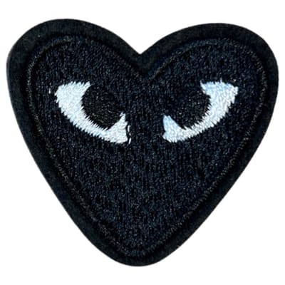 Patchy® – Hart Hartje Oogjes Strijk Embleem Patch Zwart 4.2 cm / 3.8 cm / Zwart - Patches (WOP)
