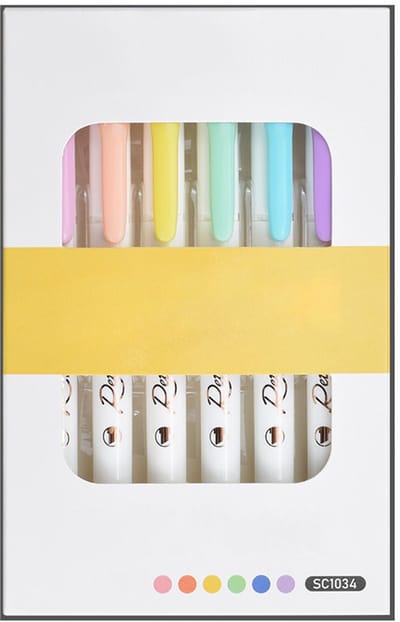 QTTVBTNA – 6 Stuks Markeerstiften Set – Beitelpunt Highlighters – Pastel Markeerstiften voor School, Kantoor en Studie – Geschikt voor Bullet Journal, Planner, Notities en Organiseren – Sneldrogende Inkt en Comfortabele Grip – Macaron Kleuren