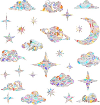 Kleurrijke Raamstickers voor Kinderen, 28 Stuks, Regenboog Raamdecoratie, Zonnevanger, Vogelbescherming, Anti-botsing Stickers, Creatieve Raamversiering