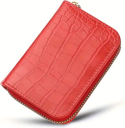 Luxe Dames Pasjeshouder Met Krokodillenleer Patroon I Creditcardhouder I Met Geldvak I Pasjes Houder I Wallet I PU Leer I Portemonnee I Rood