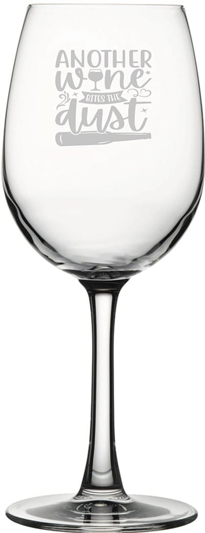 Gegraveerde witte wijnglas 36cl Another wine bites the dust