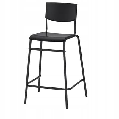 STIG Bar Kruk Zwart - 63 cm Hoog - Stapelbaar & Comfortabel