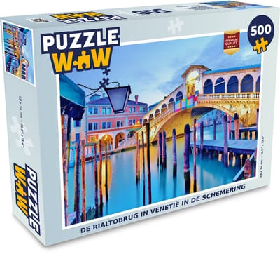 Puzzel De Rialtobrug in Venetië in de schemering - Legpuzzel - Puzzel 500 stukjes