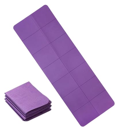 Fitnessmat Opvouwbaar - Reis yogamat - Sport & Ontspanning - Dubbelzijdig Antislip - 183 x 61 cm - Paars