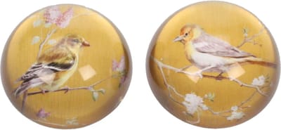 2x Presse papier Vogel goudkleur, 2ass Ø8xH3,5cm
