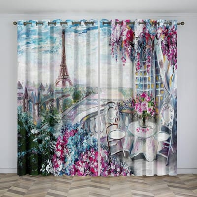 Romantisch Parijs Eiffeltoren Kunstenaars Fotografie Werken Luxe Leefruimte Slaapkamerruimte Woondecoratie Raambekleding 2 Panelen 100W130H(CM)40x51in&Grommet Top
