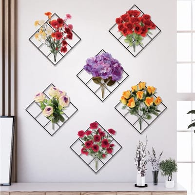 Dailygoods- Muurstickers Bloemen 3D-effect - Verwijderbare Muurstickers - Set van 6 - PVC Muurstickers - Decoratie Slaapkamer/Woonkamer - 31x31cm - Muurdecal