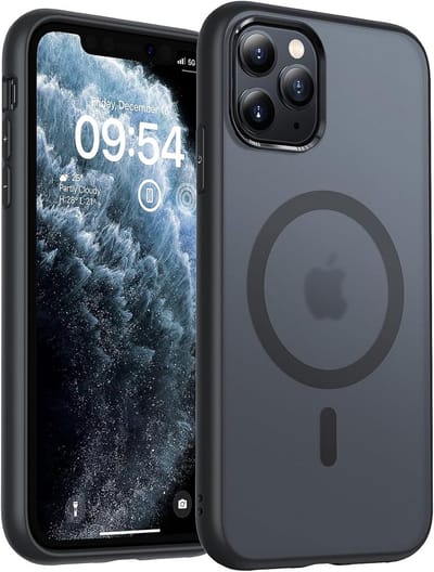 voor iPhone 11 Pro Case Compatibel met MagSafe, Schokbestendig Anti-vingerafdruk Anti-slip Hoesje Dunne Translucente Matte Backcover 5.8-Inch, Zwart