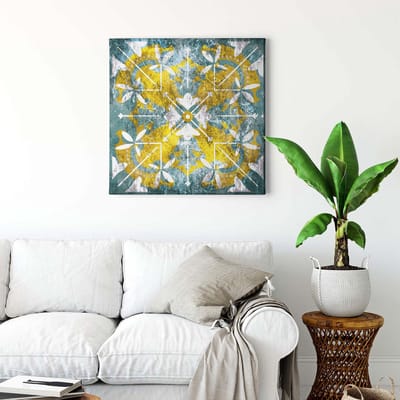 Canvas print DD123301 Ambience A.S. Création 0,5 x 0,5 m Geel Kantoor Hal/Gang Keuken Slaapkamer Woonkamer