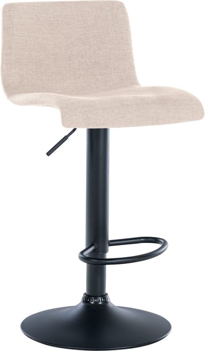 CLP Branford Barkruk - Met rugleuning - Met voetsteun - Metalen frame - creme Stof