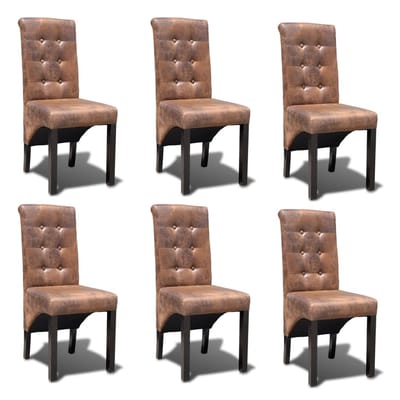vidaXL - Eetkamerstoelen - 6 - st - kunstleer - bruin