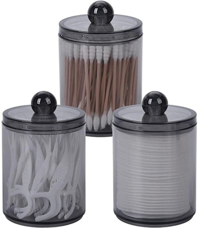 Make-up wattenschijfjes dispenser - Transparante opbergdoos met deksel - Opbergpot dispenser - Set van 3 - Voor wattenschijfjes, wattenstaafjes, kleine accessoires badkamer - Badkamer organizer