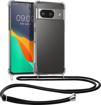 kwmobile telefoonhoesje geschikt voor Google Pixel 8 - Hoesje met telefoonkoord - Back cover in zwart / transparant